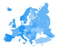 Carte politique européenne Tout pose détachable et marque illustration stock Carte politique européenne Tout pose détachable et marque illustration stock