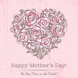 Carte rose avec le coeur des fleurs pour le jour de mère illustration libre de droits Carte rose avec le coeur des fleurs pour le jour de mère illustration libre de droits