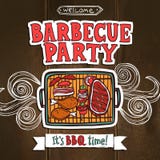 Cartel del partido de la parrilla del Bbq ilustración del vector Cartel del partido de la parrilla del Bbq ilustración del vector