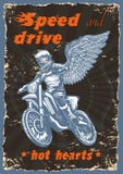 Cartel del vintage del ejemplo de competir con de la motocicleta ilustración del vector Cartel del vintage del ejemplo de competir con de la motocicleta ilustración del vector