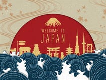 Cartel elegante del viaje de Japón stock de ilustración Cartel elegante del viaje de Japón stock de ilustración