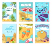 Cartes d'articles de vacances d'été illustration de vecteur Cartes d'articles de vacances d'été illustration de vecteur