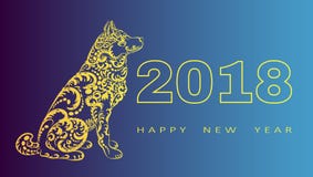 Cartolina d'auguri di 2018 buoni anni Anno del cane Nuovo anno cinese con gli scarabocchi disegnati a mano Illustrazione di vetto illustrazione vettoriale Cartolina d'auguri di 2018 buoni anni Anno del cane Nuovo anno cinese con gli scarabocchi disegnati a mano Illustrazione di vetto illustrazione vettoriale