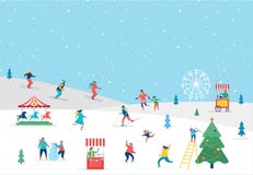 Cartolina d'auguri di scena degli sport invernali illustrazione di stock Cartolina d'auguri di scena degli sport invernali illustrazione di stock