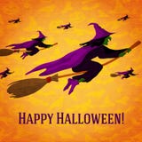 Cartolina d'auguri felice di Halloween con l'orda di illustrazione di stock Cartolina d'auguri felice di Halloween con l'orda di illustrazione di stock