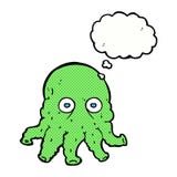 Cartoon Alien Squid Face With Thought Bubble Royalty Free Stock Photography