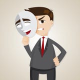 Cartoon angry businessman under happy mask royalty free illustration Cartoon angry businessman under happy mask royalty free illustration