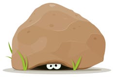 Cartoon Animal Eyes Under Big Stone Royalty Free Stock Image Cartoon Animal Eyes Under Big Stone Royalty Free Stock Image