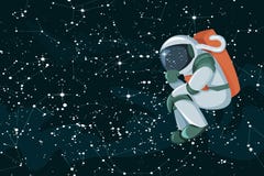 Cartoon astronaut thinking or searching solution on space coloed background stock illustration Cartoon astronaut thinking or searching solution on space coloed background stock illustration