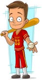 Cartoon baseball player in red uniform. A vector illustration of cartoon baseball player in red uniform Royalty Free Stock Images Cartoon baseball player in red uniform. A vector illustration of cartoon baseball player in red uniform Royalty Free Stock Images
