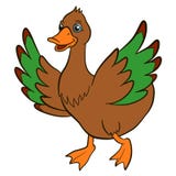 Cartoon Birds For Kids. Little Cute Duck Waves Her Wings. Royalty Free Stock Image Cartoon Birds For Kids. Little Cute Duck Waves Her Wings. Royalty Free Stock Image