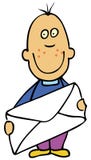 Cartoon Boy With Envelope Stock Photo