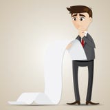 Cartoon businessman looking at long document vector illustration Cartoon businessman looking at long document vector illustration
