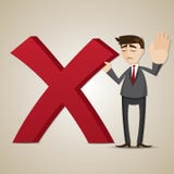 Cartoon businessman with wrong mark royalty free illustration Cartoon businessman with wrong mark royalty free illustration