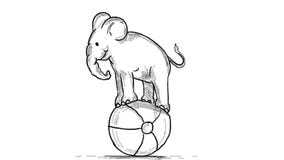 Cartoon Circus Elephant Balancing Ball 2D Animation