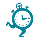 Cartoon clock running. Flat vector, illustration isolated on white background stock illustration Cartoon clock running. Flat vector, illustration isolated on white background stock illustration