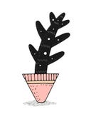 Cartoon color vector illustration with cute black cacti rose pot. stock illustration Cartoon color vector illustration with cute black cacti rose pot. stock illustration