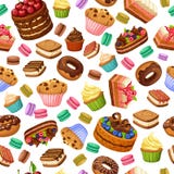 Cartoon Colorful Desserts Seamless Pattern stock illustration Cartoon Colorful Desserts Seamless Pattern stock illustration