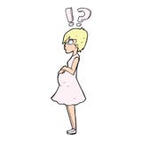 Cartoon Confused Pregnant Woman Royalty Free Stock Image