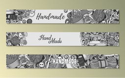 Cartoon doodles Handmade set of sketch banners stock illustration Cartoon doodles Handmade set of sketch banners stock illustration