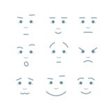Cartoon faces expressions vector set. Creative style of smiles with different emotions sadness pain shock joy inspiration anger Stock Illustration Cartoon faces expressions vector set. Creative style of smiles with different emotions sadness pain shock joy inspiration anger Stock Illustration