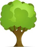 Cartoon Forest or Park Tree With Gradient Isolated on White Background. Vector Illustration with Shadow.