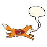 Cartoon Fox With Mouse In Belly With Speech Bubble Stock Photos