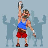 Cartoon funny man weight lifter lifts a weight stock illustration Cartoon funny man weight lifter lifts a weight stock illustration