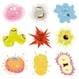 Cartoon Germs, Virus And Microbes