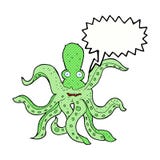 Cartoon Giant Octopus With Speech Bubble Stock Photos