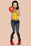 Cartoon girl with a bowling ball Stock Photography Cartoon girl with a bowling ball Stock Photography