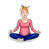 Cartoon girl meditating in lotus pose royalty free illustration Cartoon girl meditating in lotus pose royalty free illustration