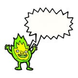 cartoon green fire creature with speech bubble Stock Photo cartoon green fire creature with speech bubble Stock Photo