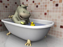 Cartoon Hippo In Bathtub. Royalty Free Stock Image