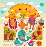 Cartoon illustration with happy frogs Vector Illustration Cartoon illustration with happy frogs Vector Illustration