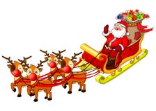 Cartoon illustration of Santa Claus in his sleigh. stock illustration Cartoon illustration of Santa Claus in his sleigh. stock illustration