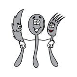 Cartoon spoon, knife and fork vector illustration Cartoon spoon, knife and fork vector illustration