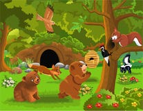 Cartoon illustration of wild animals living in the forest royalty free illustration Cartoon illustration of wild animals living in the forest royalty free illustration