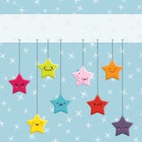Cartoon Kawaii Hanging Stars Royalty Free Stock Images Cartoon Kawaii Hanging Stars Royalty Free Stock Images