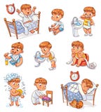 Cartoon Kid Daily Routine Activities Set Royalty Free Stock Images Cartoon Kid Daily Routine Activities Set Royalty Free Stock Images