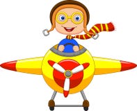 Cartoon Little Boy Operating a Plane stock illustration Cartoon Little Boy Operating a Plane stock illustration