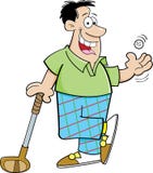 Cartoon man playing golf