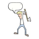Cartoon Man Swinging Axe With Speech Bubble Royalty Free Stock Photos