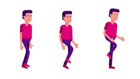 Cartoon man walking, running - looped animation
