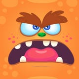 Cartoon monster face. Vector Halloween orange mad angry monster. Scare monster . vector illustration Cartoon monster face. Vector Halloween orange mad angry monster. Scare monster . vector illustration