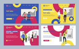 Cartoon Museum Visitors Landing Web Page Template Set. Vector vector illustration Cartoon Museum Visitors Landing Web Page Template Set. Vector vector illustration