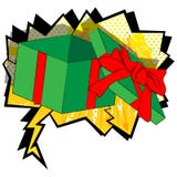 Cartoon opened gift box on comic book background. royalty free illustration Cartoon opened gift box on comic book background. royalty free illustration
