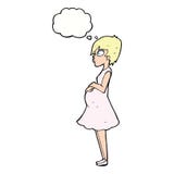 Cartoon Pregnant Woman With Thought Bubble Stock Photo