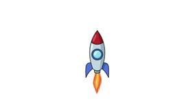 Cartoon Rocket Ship Flying on White Background. Isolated Flat Animation  Stock Footage - Video of game, fast: 120293018