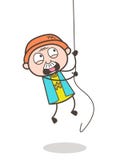 Cartoon Scared Grandpa Trying to Climb Rope Vector Illustration Stock Image Cartoon Scared Grandpa Trying to Climb Rope Vector Illustration Stock Image